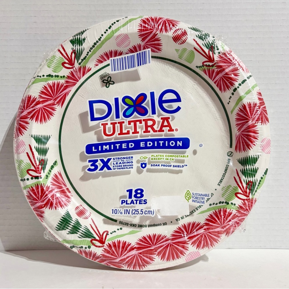 Dixie Ultra Paper Plates Dinner 10” Christmas Ornament Limited Edition 18ct NEW